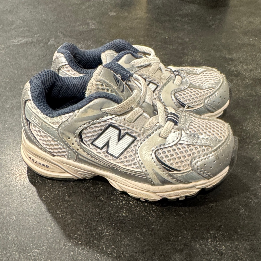 New Balance Kids' Silver and Navy Sneakers